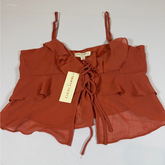 Thirty Thirty Elegant Rust Ruffled Camisole-NWT-Medium - Picture 4 of 9